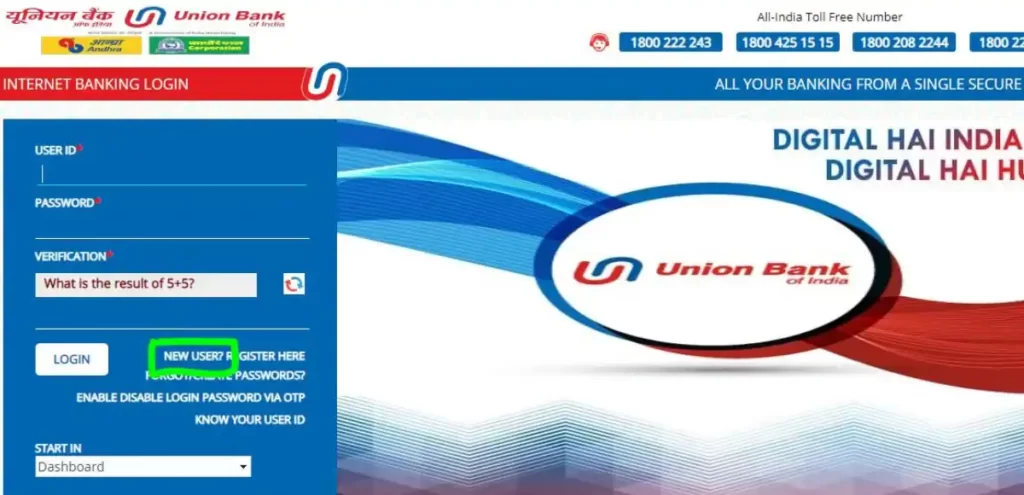 Union Bank net banking registration